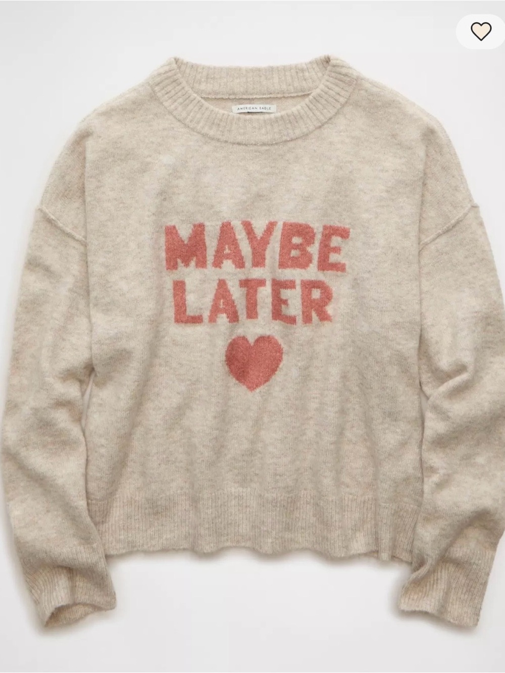 American Eagle Outfitters Cream Crewneck Sweater with Pink Text - Picture 5 of 6